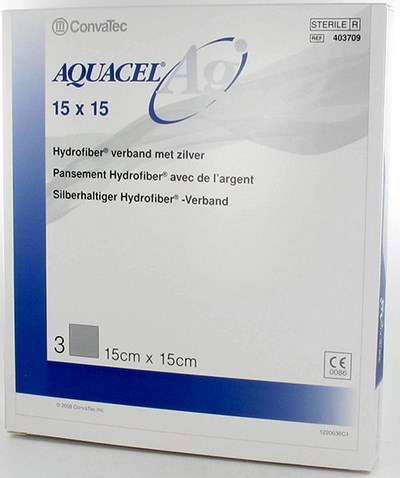 AQUACEL AG VERB HYDROFIBER STER  15X15CM  3 403709