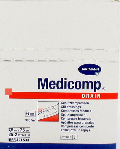 MEDICOMP DRAIN CP STER      7,5X7,5CM 25X2 4215338