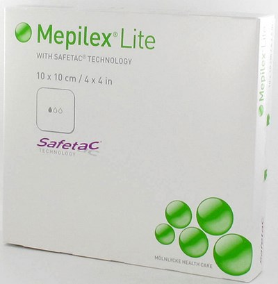 MEPILEX LITE PANS FIN SIL STER 10X10,00CM 5 284100