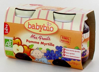 BABYBIO PETIT POT POMME-MYRTILLE       2X130G